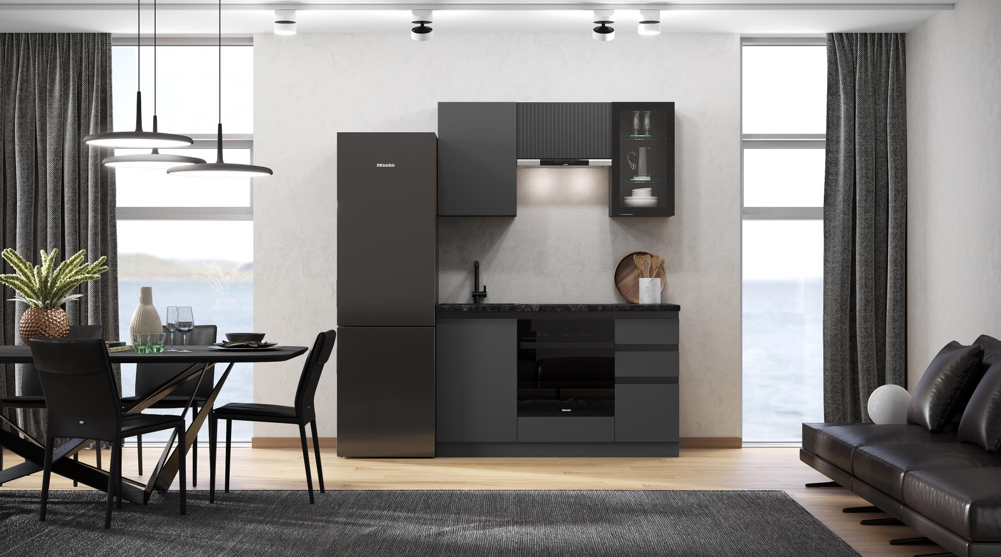 Кухня Техно-6 1,5м (Графит/Графит софт NEW)