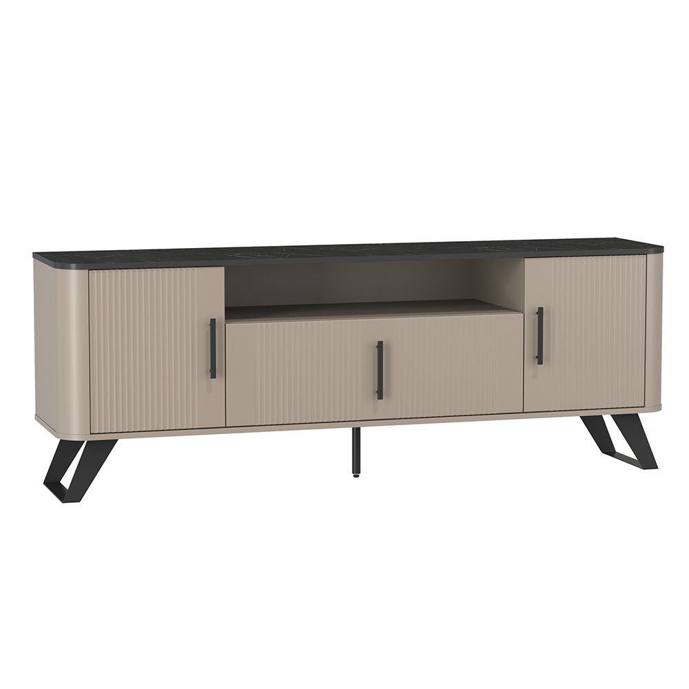 Тумба ТВ Фиделия 76.05, Серый камень, Мрамор черный