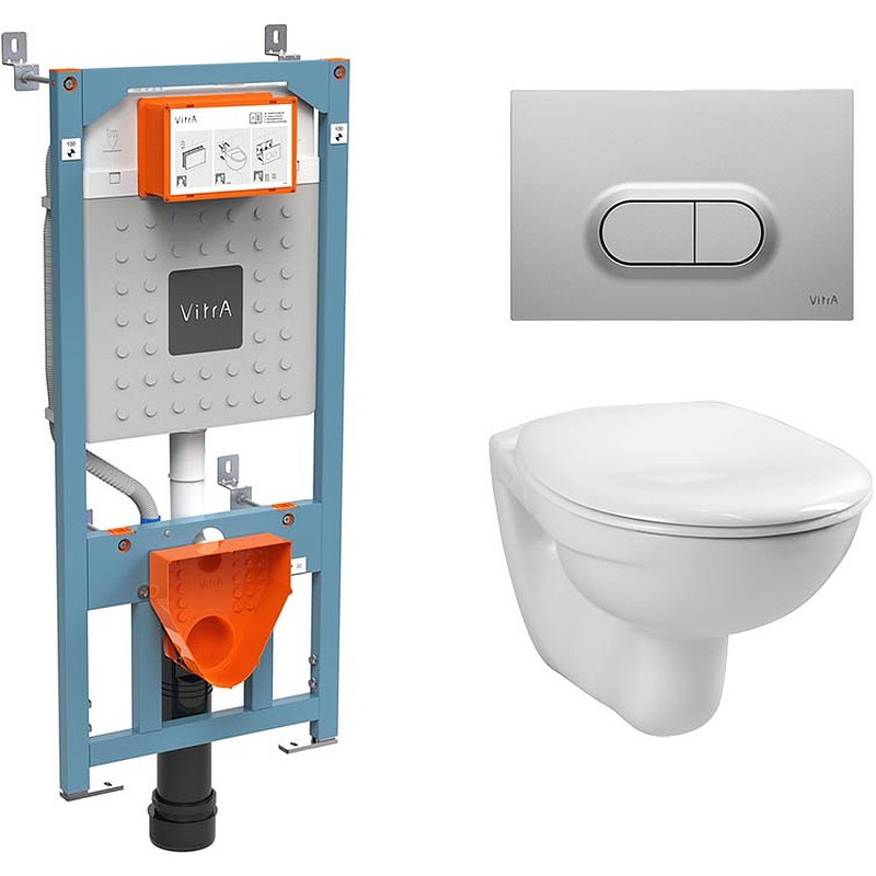 9773B003-7202 Комплект: Normus унитаз подвесной с крышкой+инсталляция + панель смыва глянец хром (740-0580)