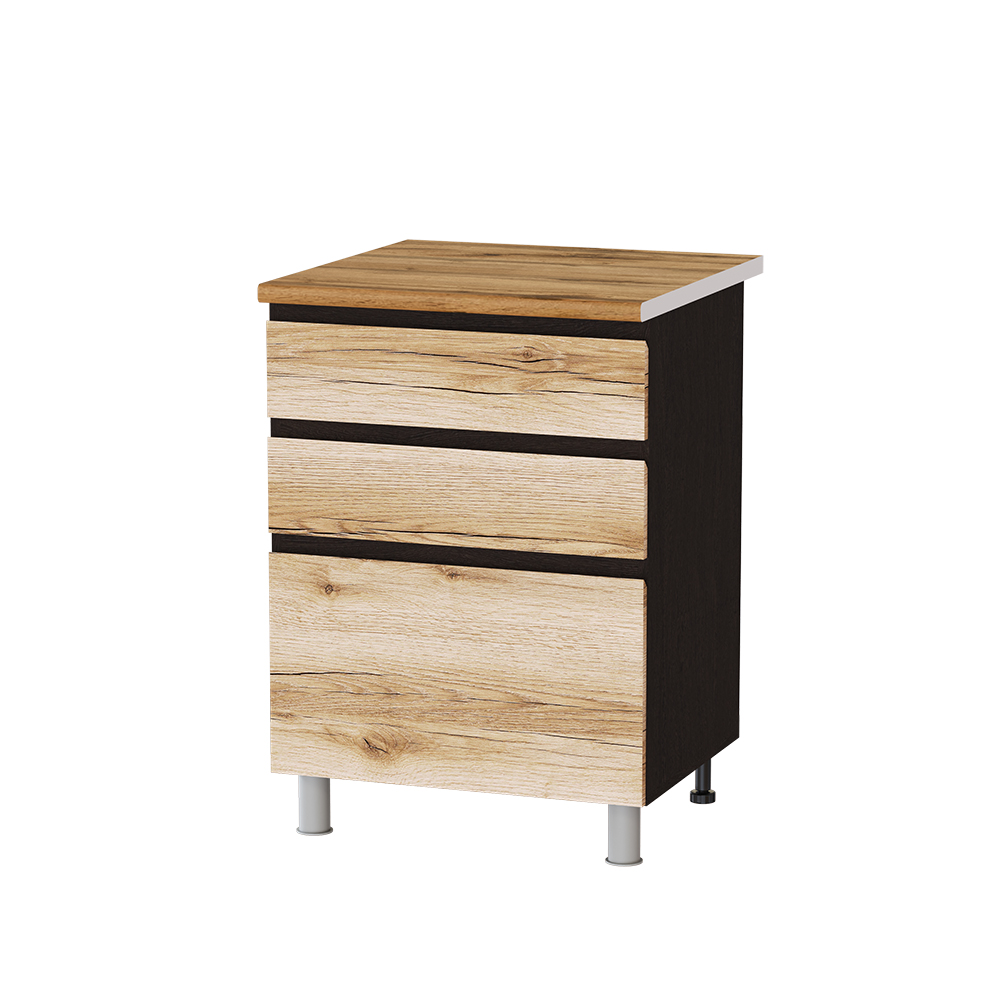 Шкаф напольный с ящиками Плейона П6Р3, венге/дуб делано