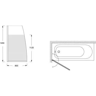 E4933-BL SERENITY Экран на ванну 80х145 см, черный
