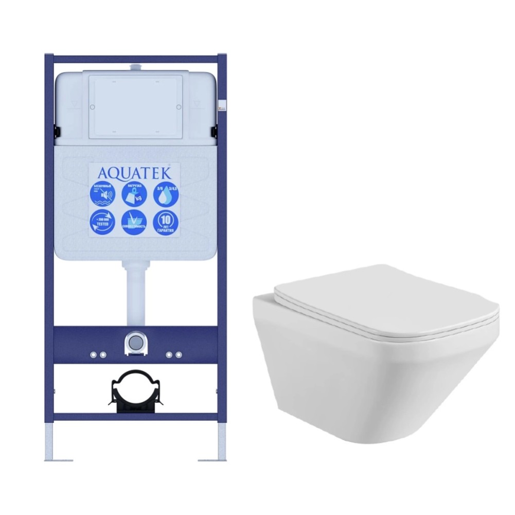 SET AQUATEK ЛИРА (рама AQUATEK Standard INS-0000012(без клавиши и крепежа)+унитаз ЛИРА AQ1155-00 с тонким сиденьем soft-close