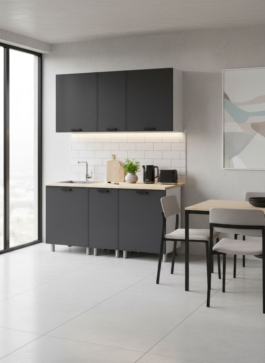 МК Аленушка 1,6м в.3 Магнолия Сталь,скоба черный,сонома