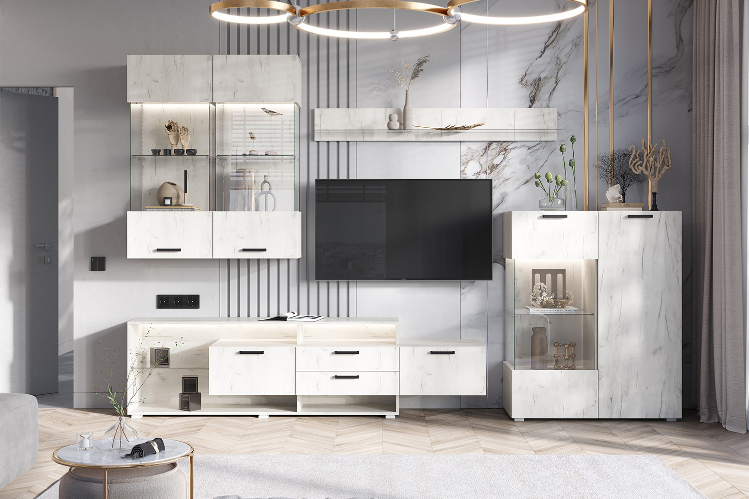 Тумба для ТВ Алтея, Дуб крафт белый