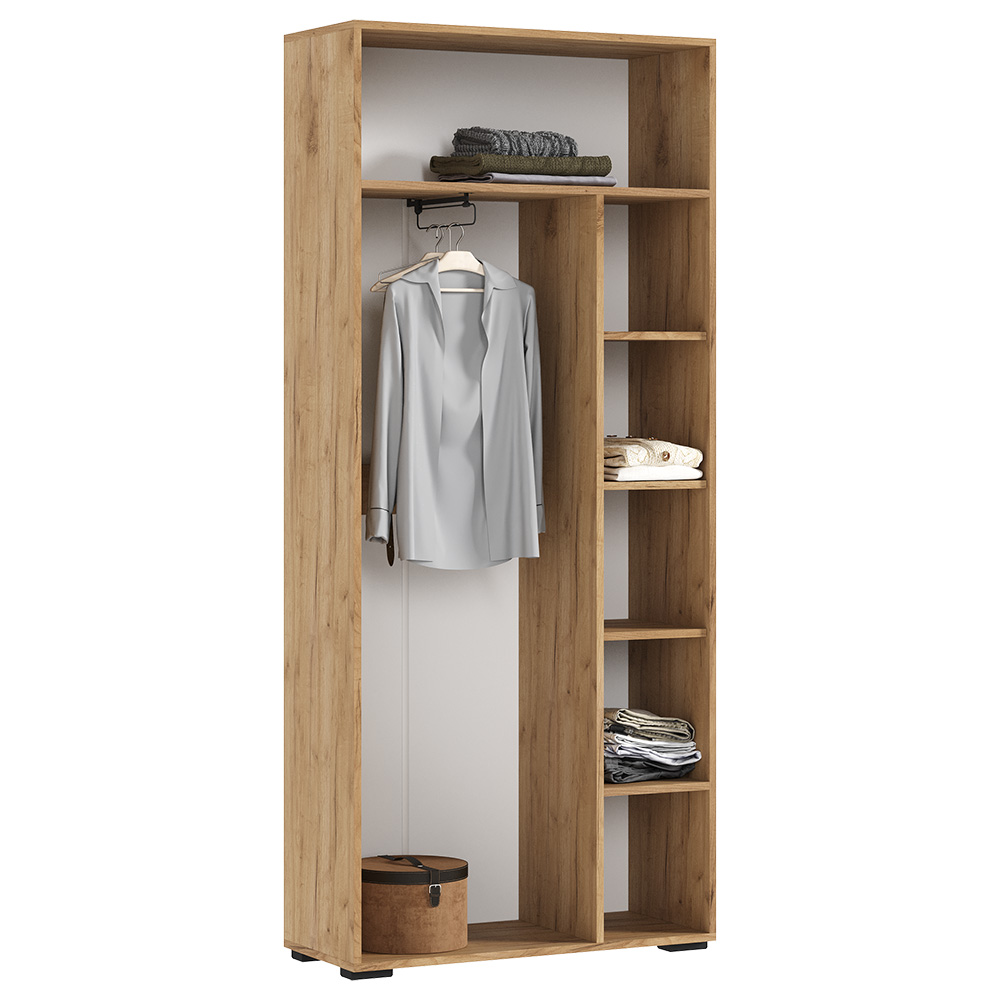 Шкаф двухстворчатый Роджина (800), Белый глянец, Дуб крафт