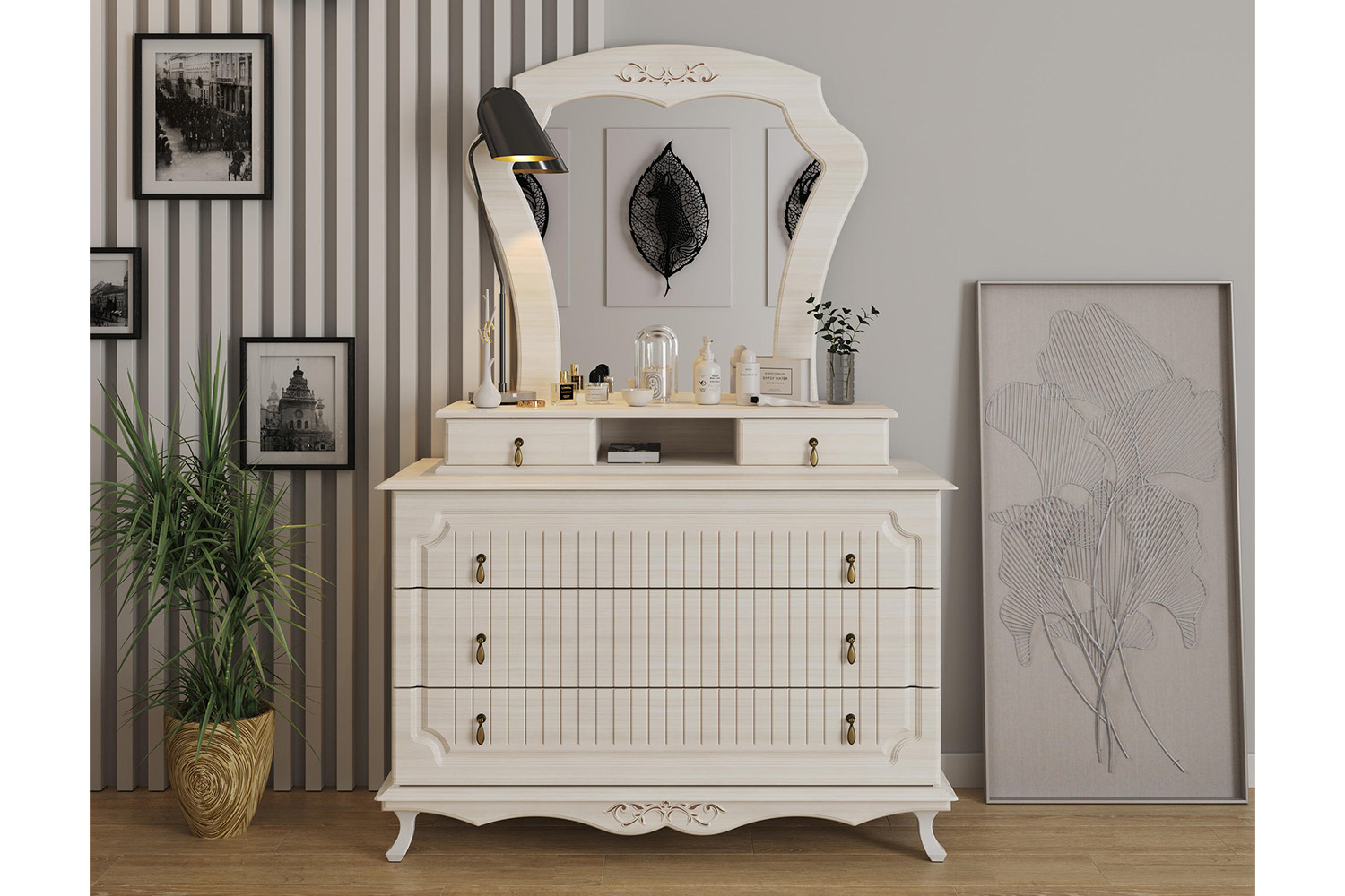 Комод Кантри 06.115, Вудлайн кремовый, Белый