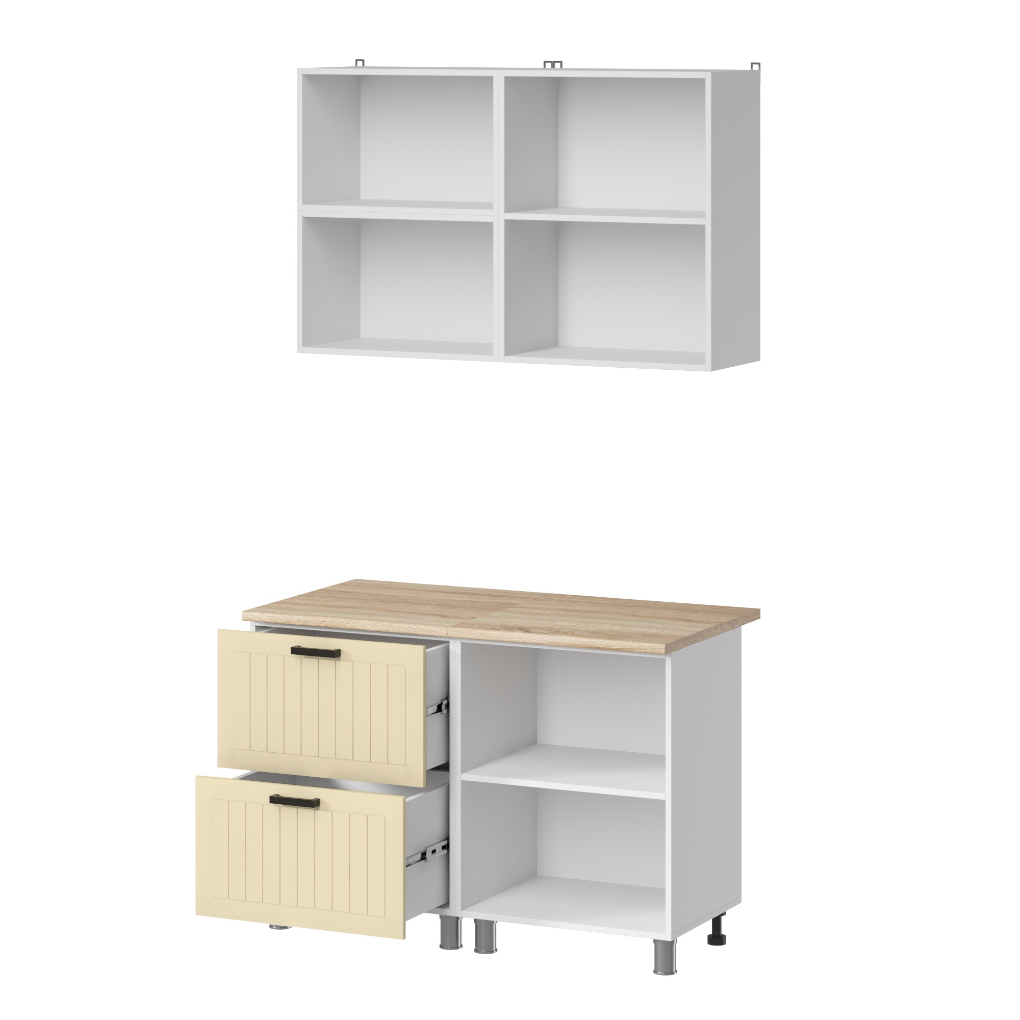 МК Аленушка 1,2м с ящ. Орхидея Крем,скоба черный,сонома