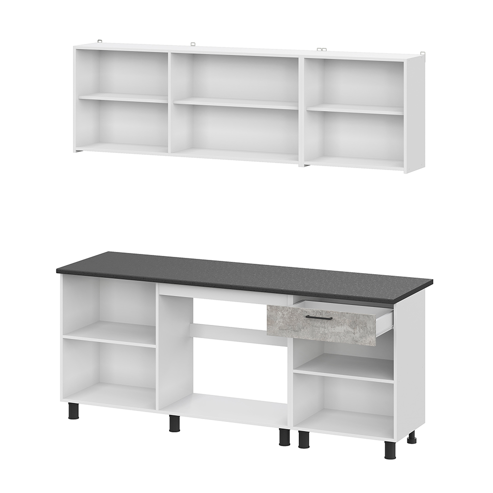 Готовая кухня 2.0 м КГ 9, Цемент темный, Цемент светлый