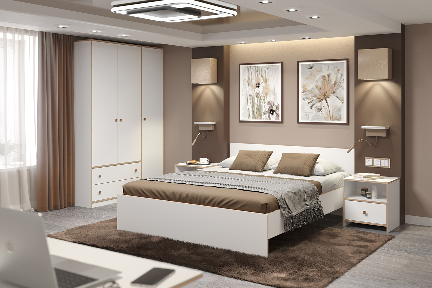 Кровать с бескаркасным основанием Дакота 68.14, Белый