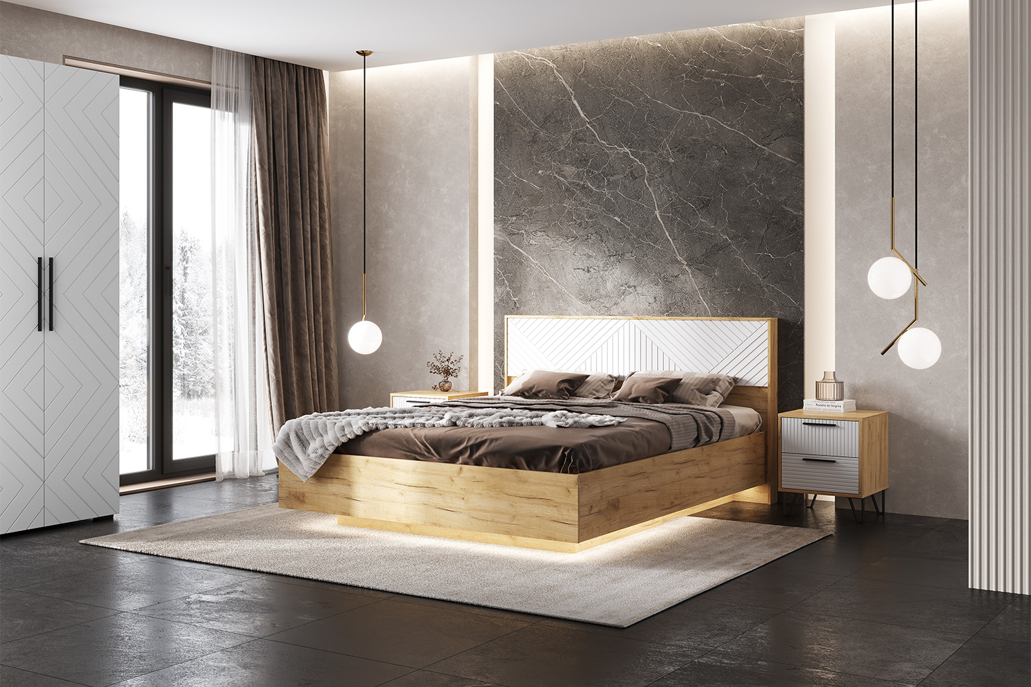 Тумбы Флэш (2 шт.), Браш Вайт, Дуб Крафт Тумбы Флэш (2 шт.), Браш Вайт, Дуб Крафт