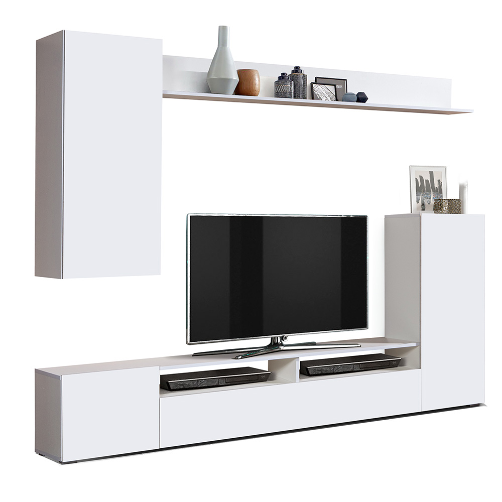 Стенка в гостиную Прага-3, Белый, Белый глянец снег