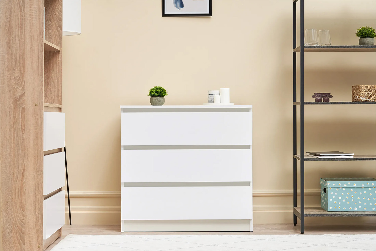 Комод Челси 800 (3 ящиа), Белый глянец холодный, Белый