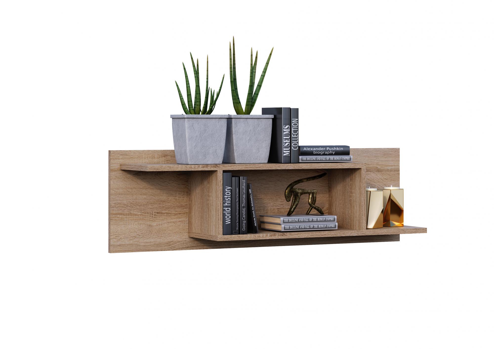 Полка Нэнси New (ЛДСП), Белый светлый, Сонома