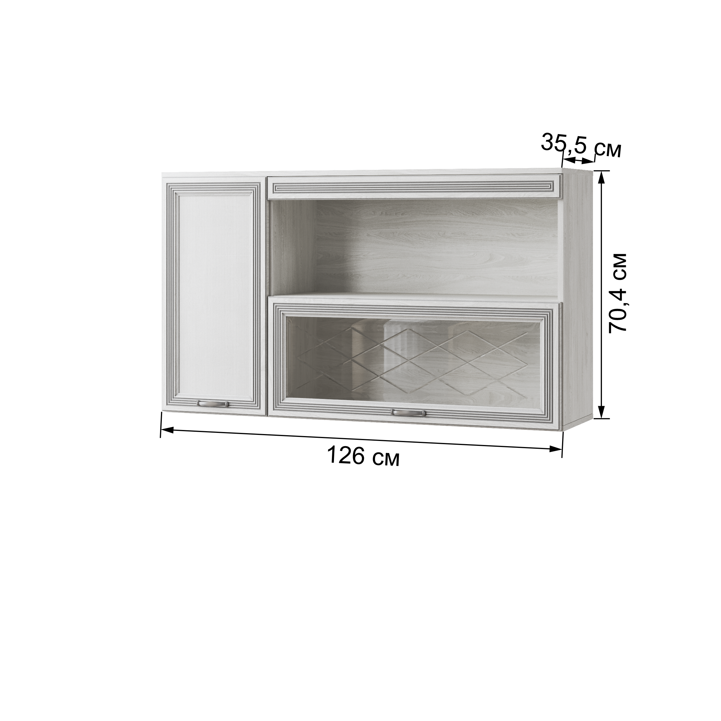 Полка навесная Ливорно ЛН-4, ясень