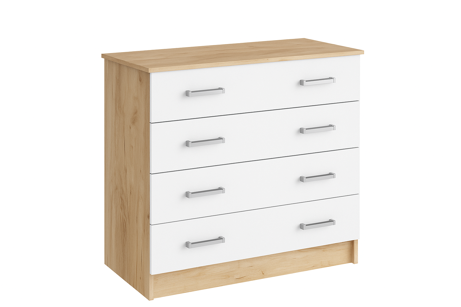 Комод длинный Катрин 3, дуб крафт золотой/белый