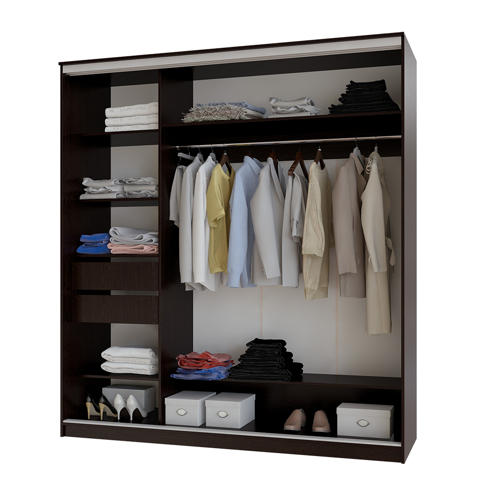 Шкаф-купе Альянс 1,5 м, Дуб беленый, венге