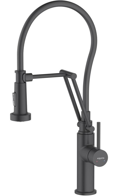 AQ1388MB ЕВРОПА смеситель для кухни 2 jet (профессиональный), матовый черный