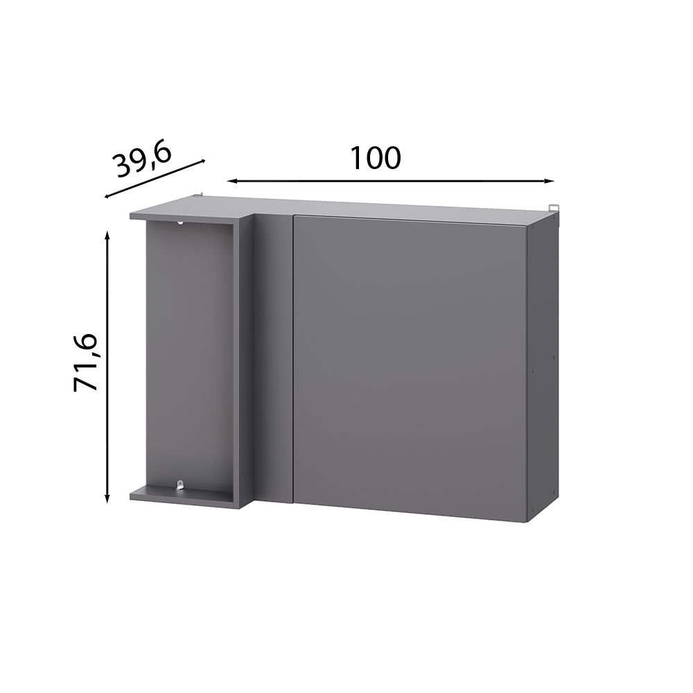 Шкаф угловой навесной Денвер Ш 1000у, Графит