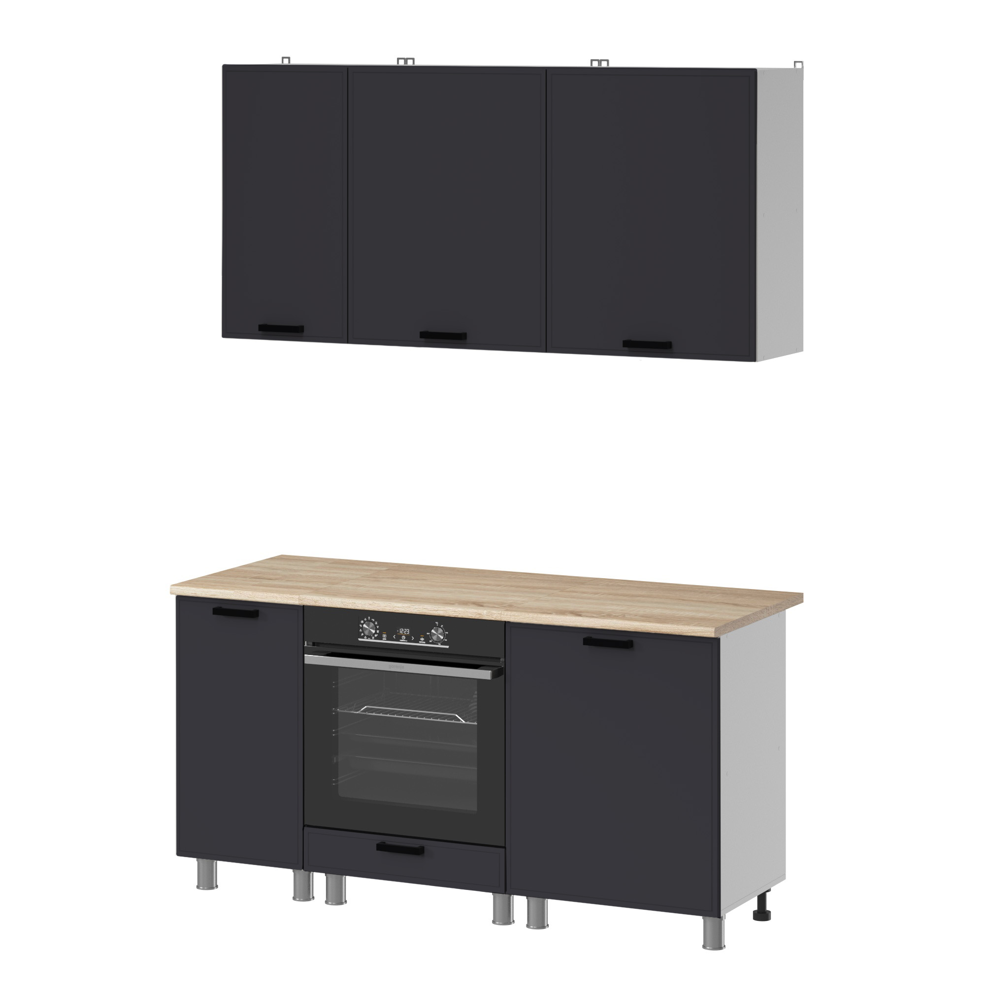 МК Аленушка 1,6м в.6 Магнолия Сталь,скоба черный,сонома