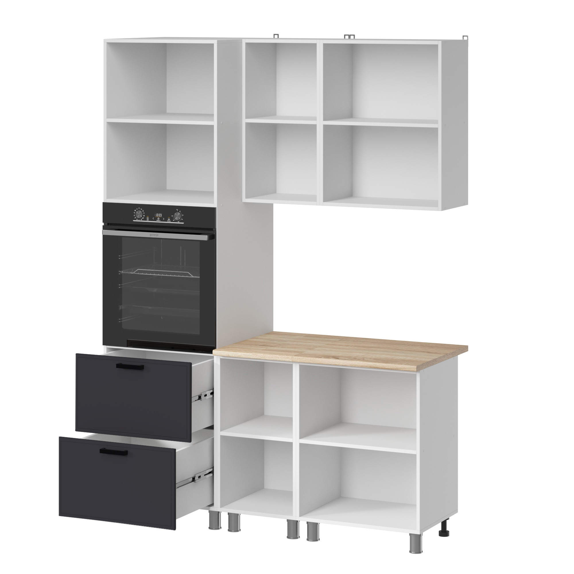 МК Аленушка 1,6м ПД Магнолия Сталь,скоба черный,сонома