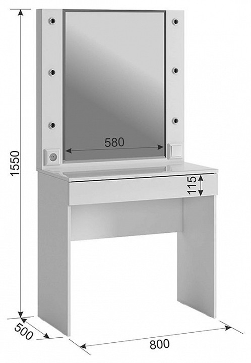 Стол туалетный Гламур MDG-009