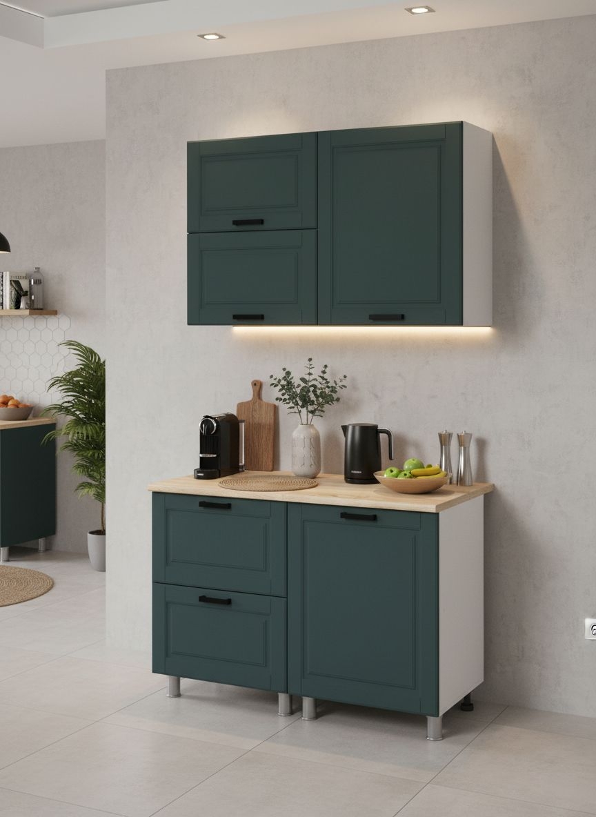 МК Аленушка 1,2м с ящ.в 2 Астра Изумруд,скоба черный,сонома