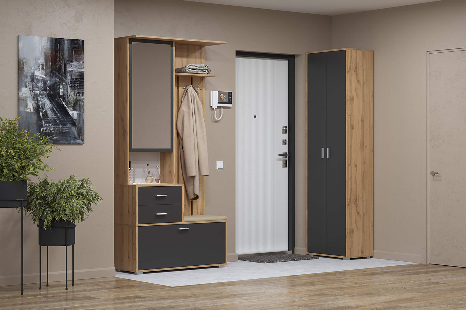 Шкаф Антре 65.07, Диамант серый