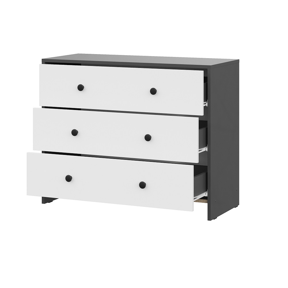Комод 3 ящика Дольче Графит, Белый