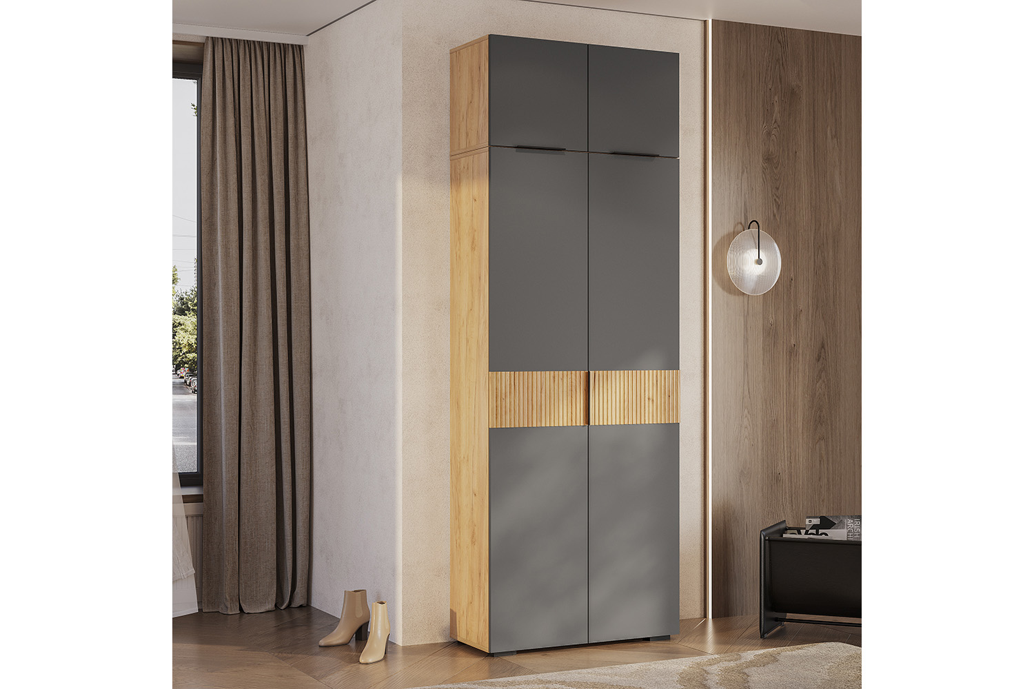 Шкаф навесной "Сандра" ШКН-02 Крафт/Графит