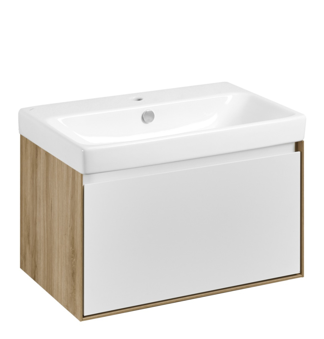 1A2798K0LYC70 Набор: 1A279801LYC70 Тумба-умывальник Либерти 70 Дуб Эльвезия/Белый глянец/1WH501628 Раковина Адриана 70