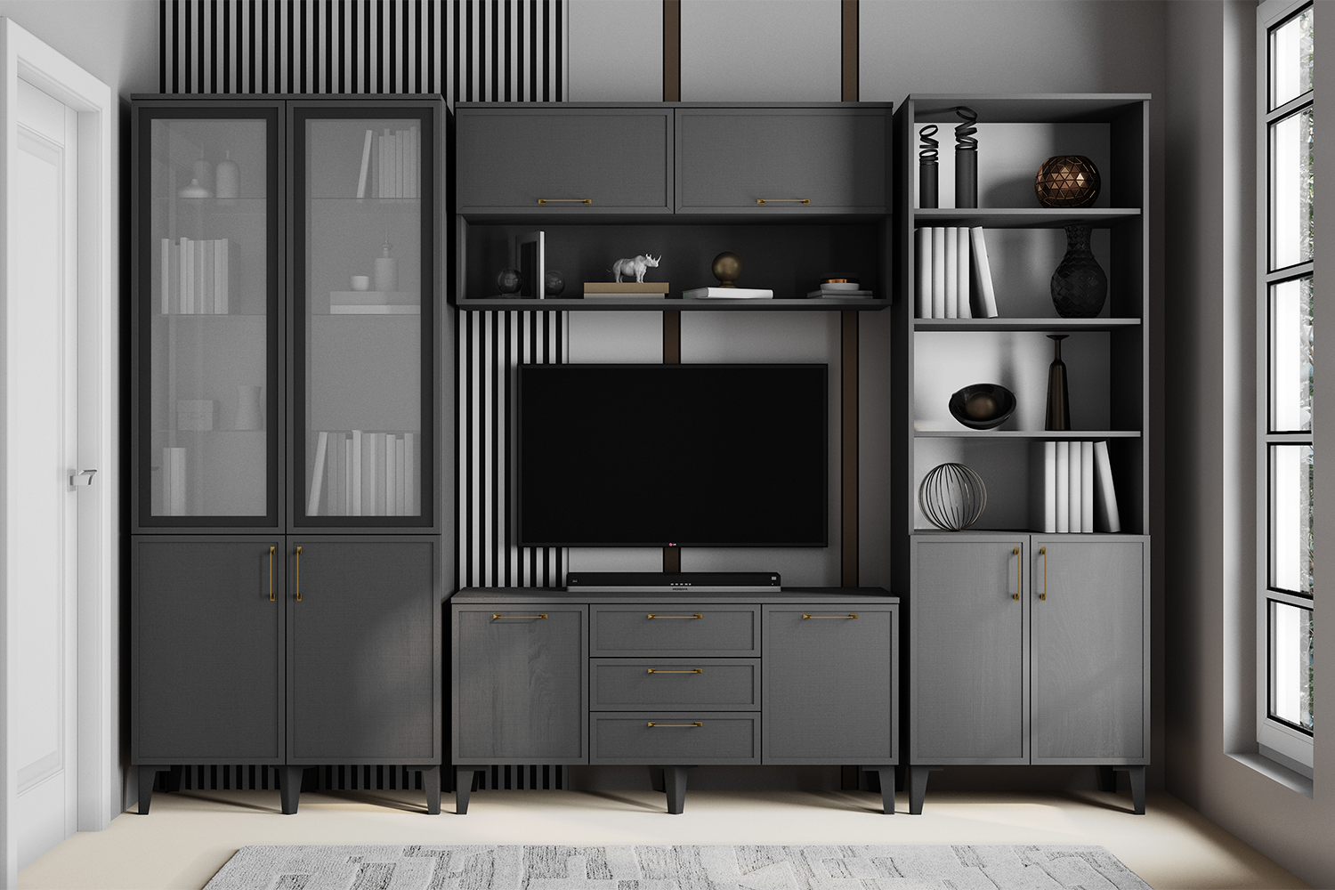 Гостиная Толедо Полка навесная ТН-1 графит серый