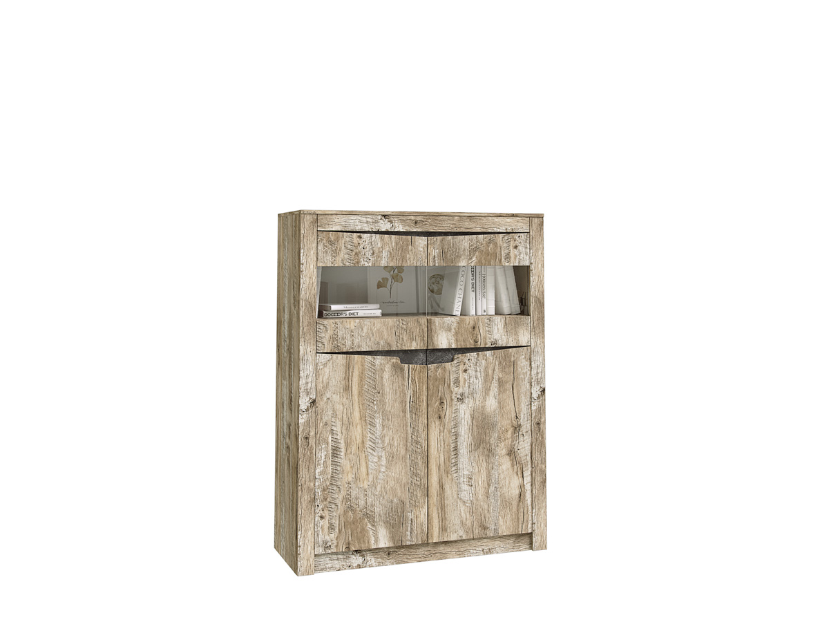 Шкаф-стекло Ривьера, Дуб Юкон, Бетон темный