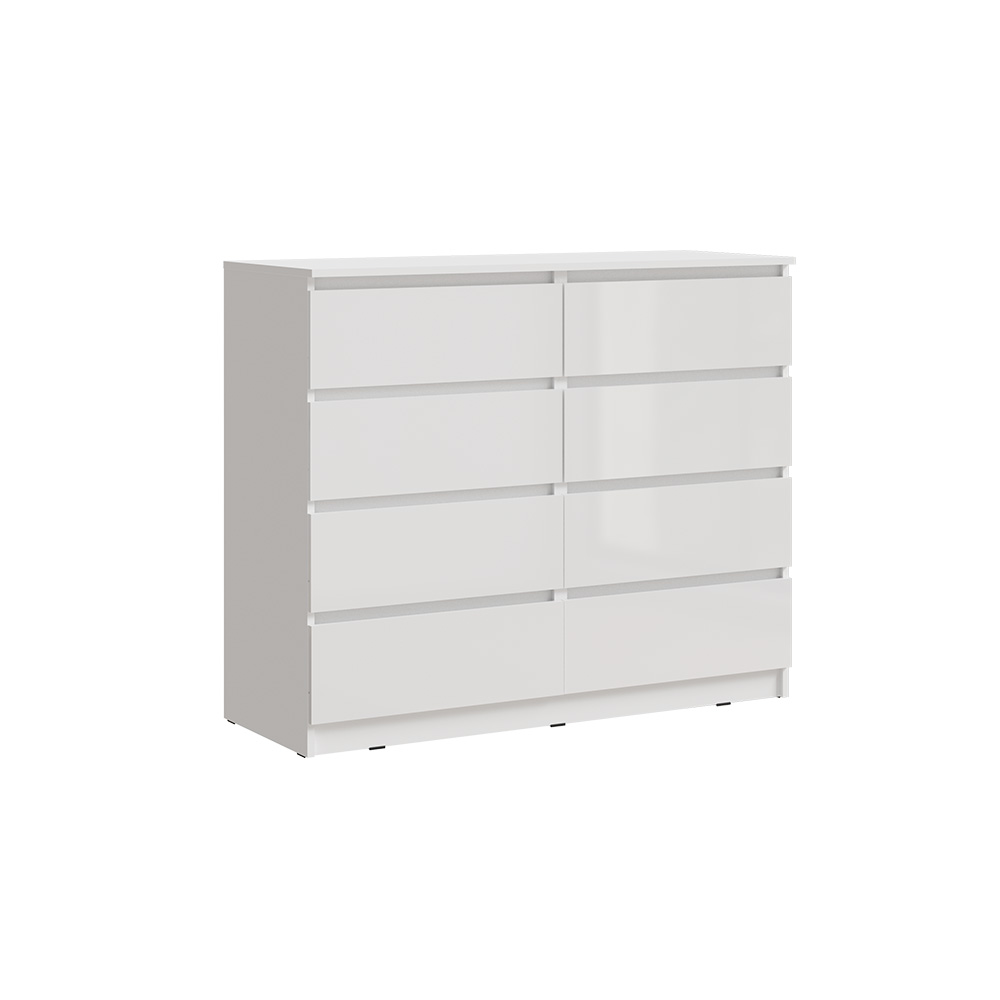 Комод Челси (8 ящиков), Белый глянец холодный, Белый