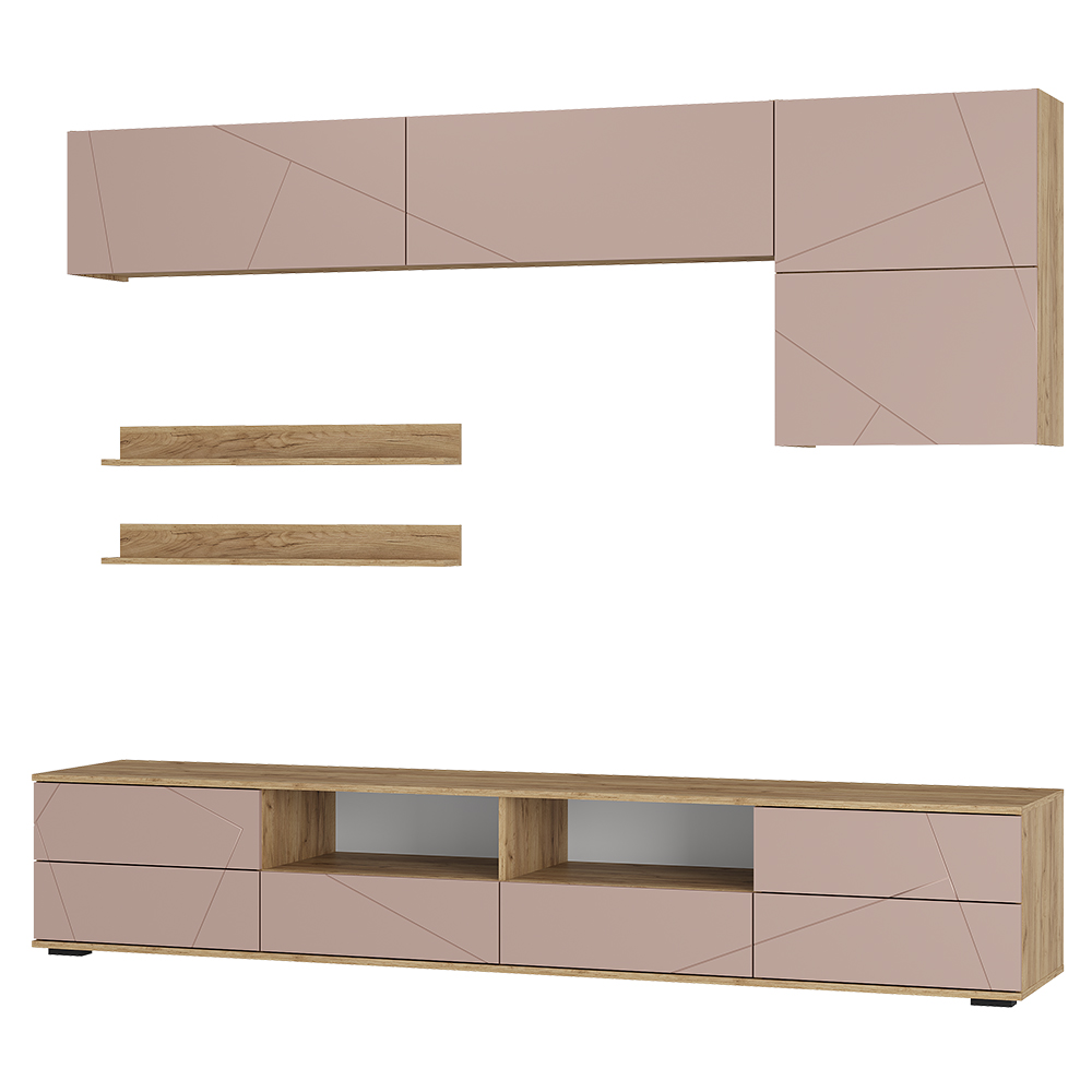 Гостиная Камелия ГС-01, Крафт, Шарли пинк