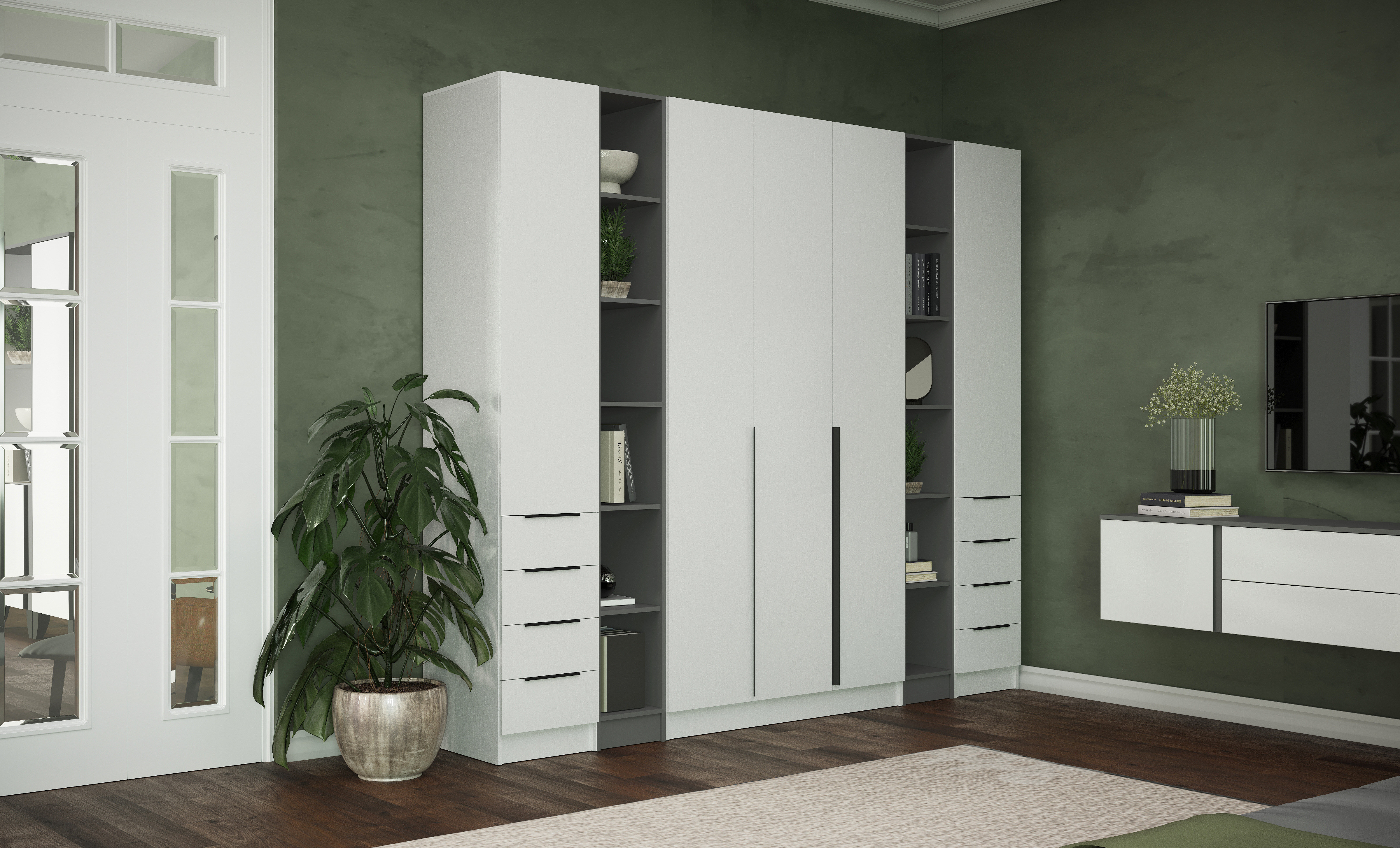 Стеллаж Мадрид (0,4) с дверкой белый