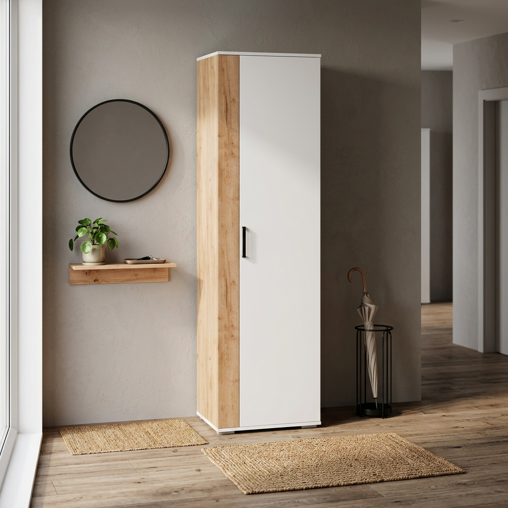 Шкаф для одежды Оскар-18, белый/дуб крафт