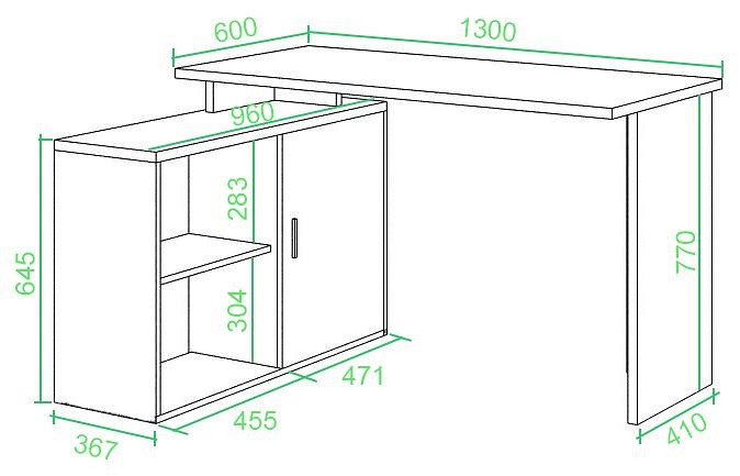 Стол письменный Домино Lite СКЛ-ПРЯМ130+ТБЛ-2