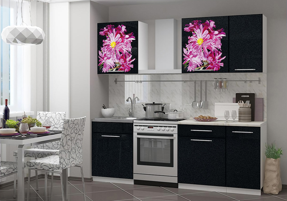 Кухня Астра 1.4 м черный металлик