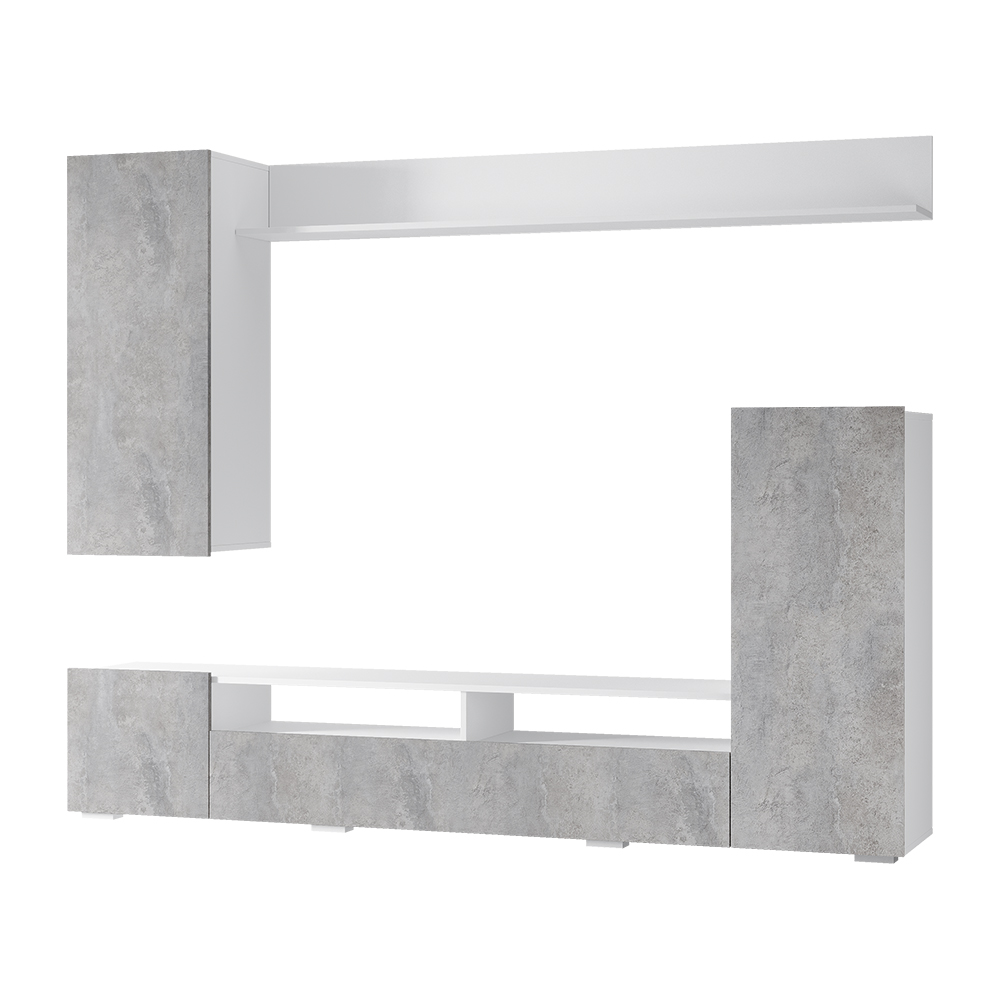 Стенка в гостиную Диаманд, белый/цемент