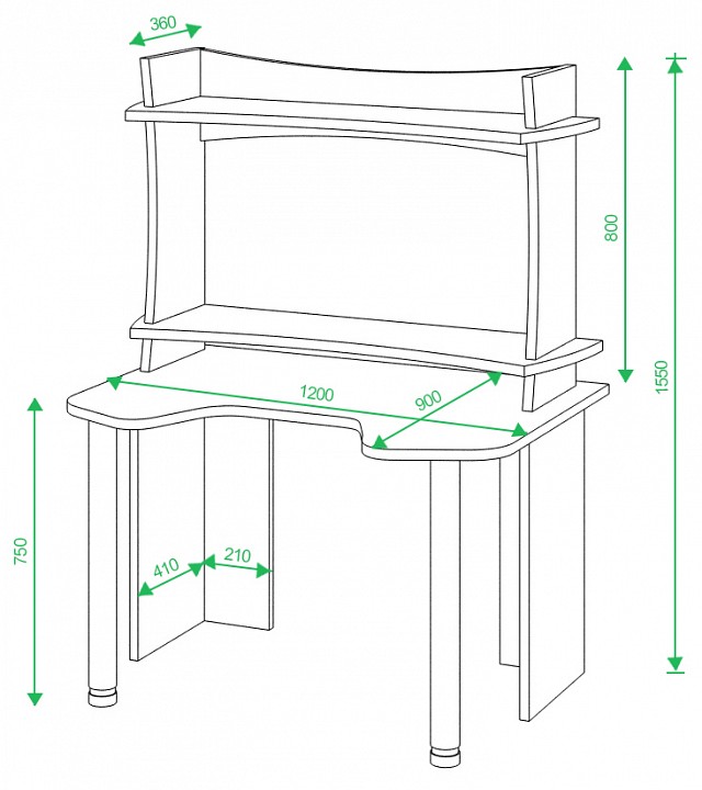 Стол компьютерный Домино Lite СКЛ-Игр120+НКИЛ120ВЛ