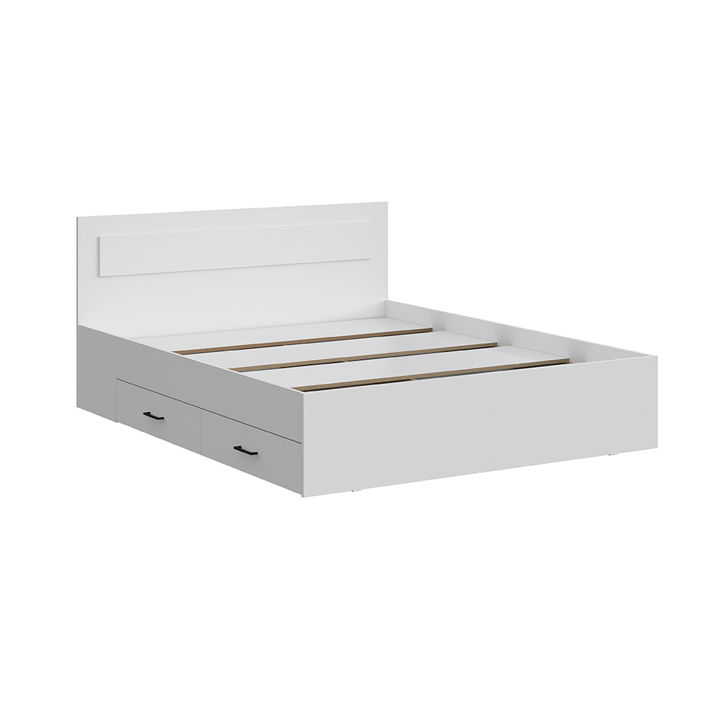 Кровать двойная с ящиками Бали, Белый шагрень