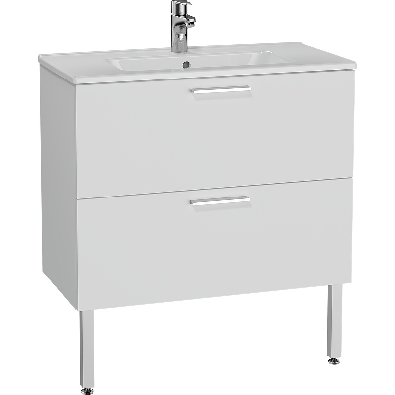 66109 Модуль с 2 ящиками с раковиной, 80 см, цвет белый глянец