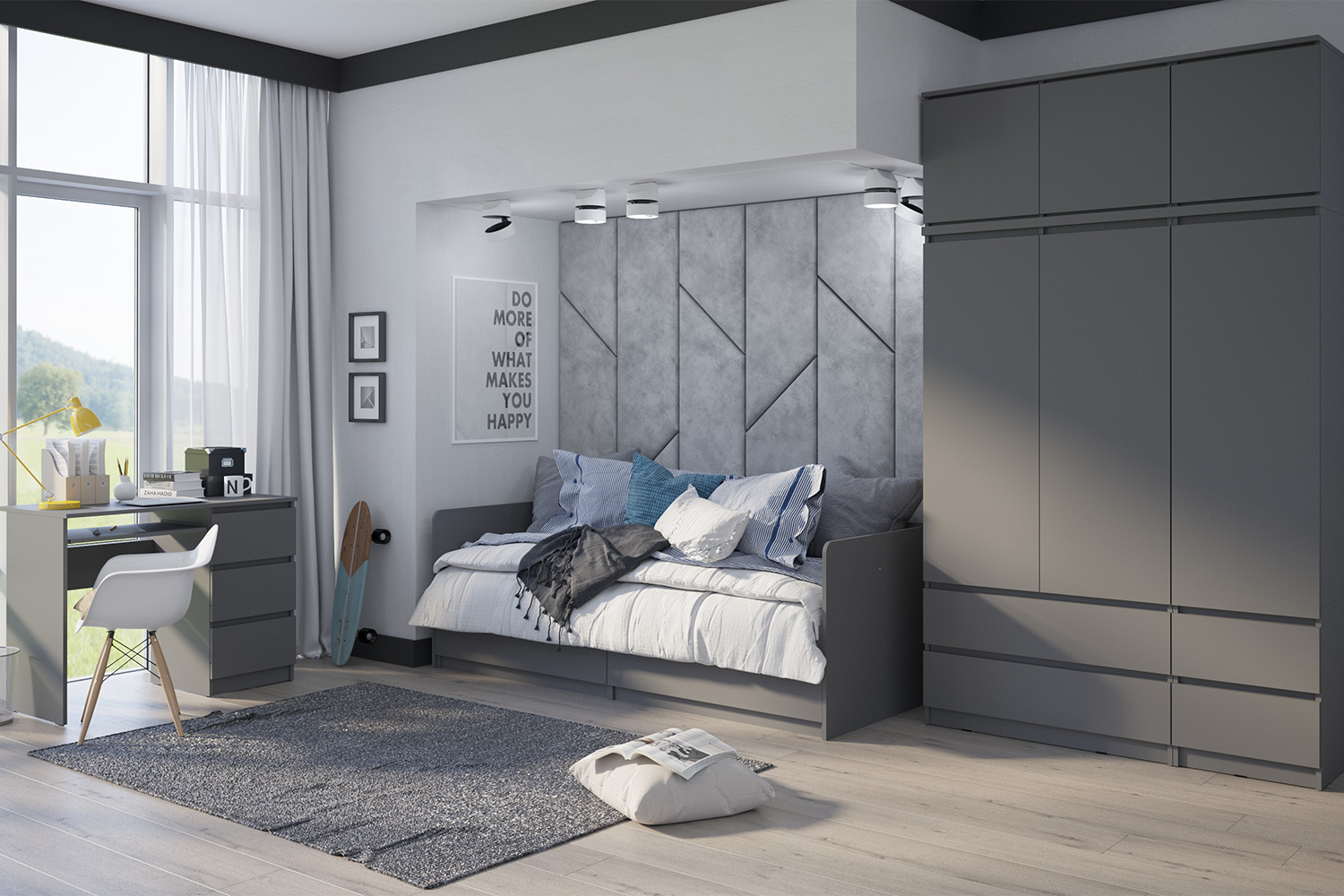 Антресоль к шкафу Челси (1200), Графит