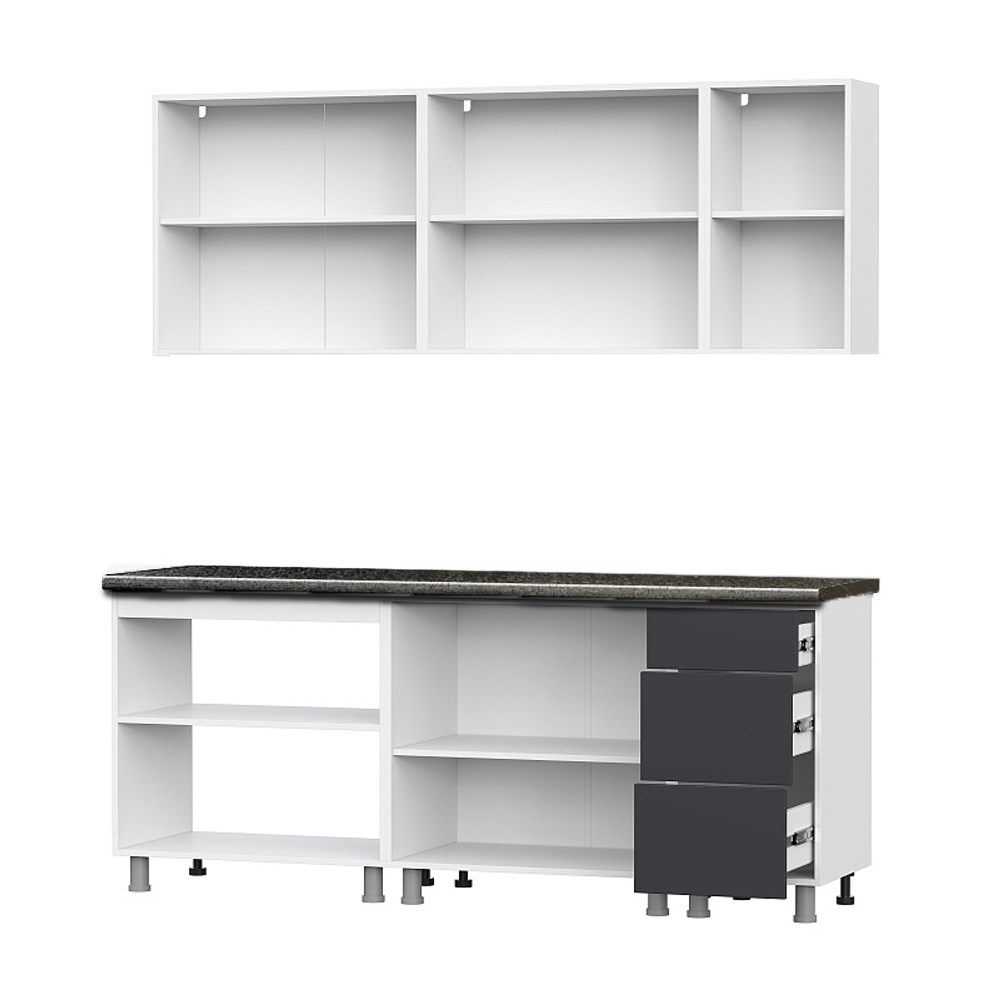 Кухонный гарнитур "Модерн New" (2,0м) (со столешницей 26 мм) Белый//Графит/Черный