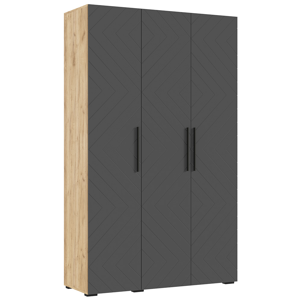 Шкаф трехстворчатый Флэш (1350), Браш Графит, Дуб крафт