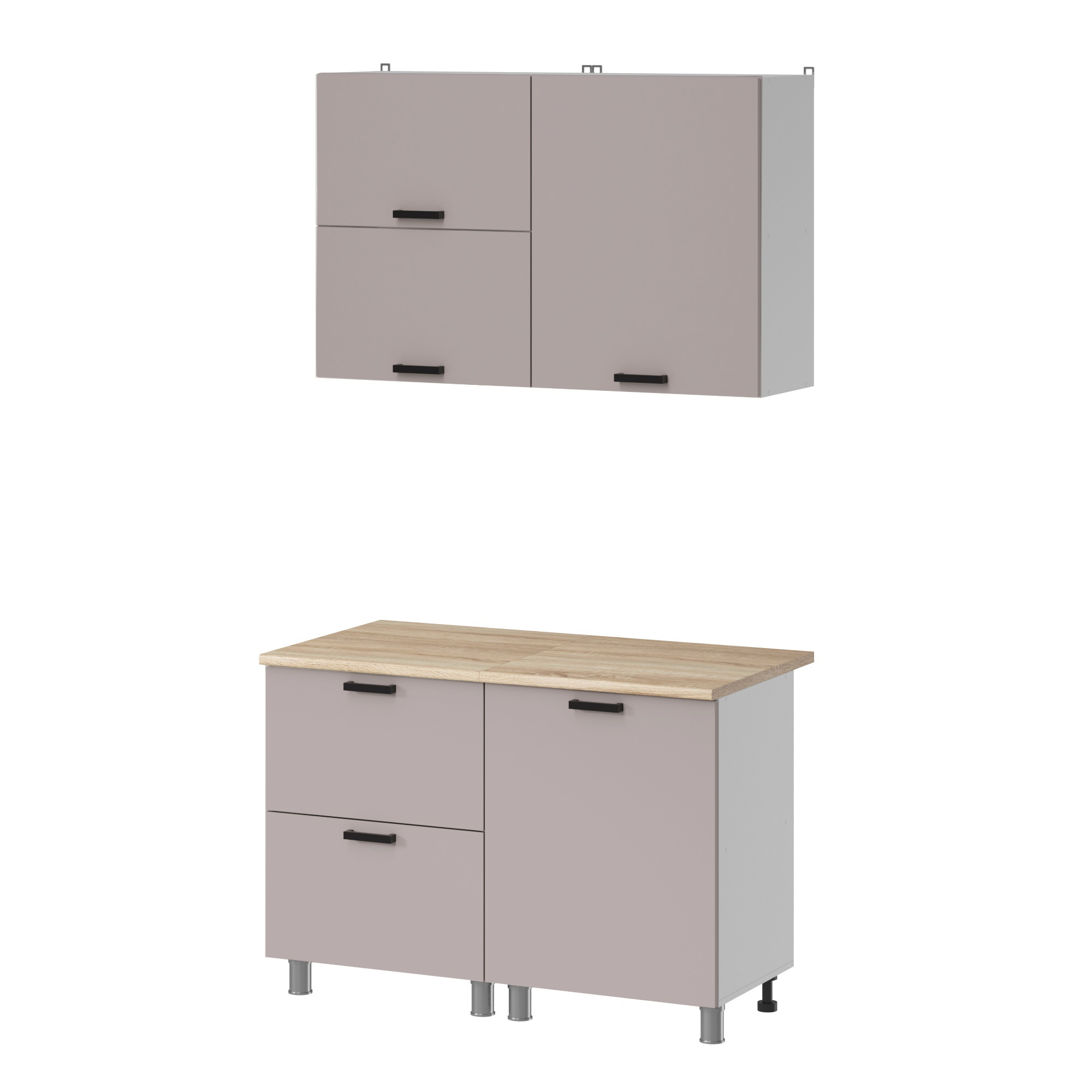 МК Аленушка 1,2м с ящ.в 2 Лаванда Кашемир,скоба черный,сонома