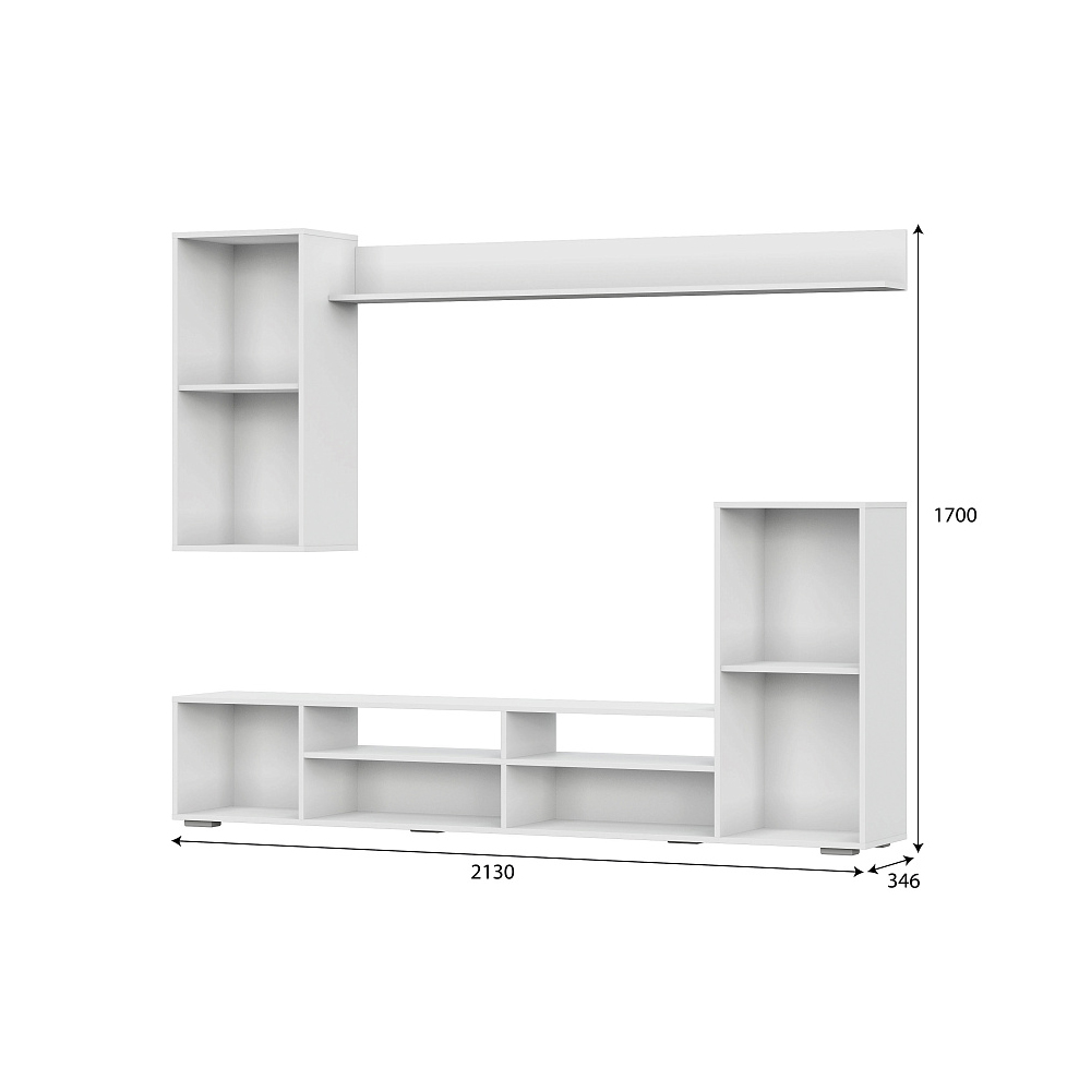 Стенка в гостиную МГС 4, белый/белый глянец
