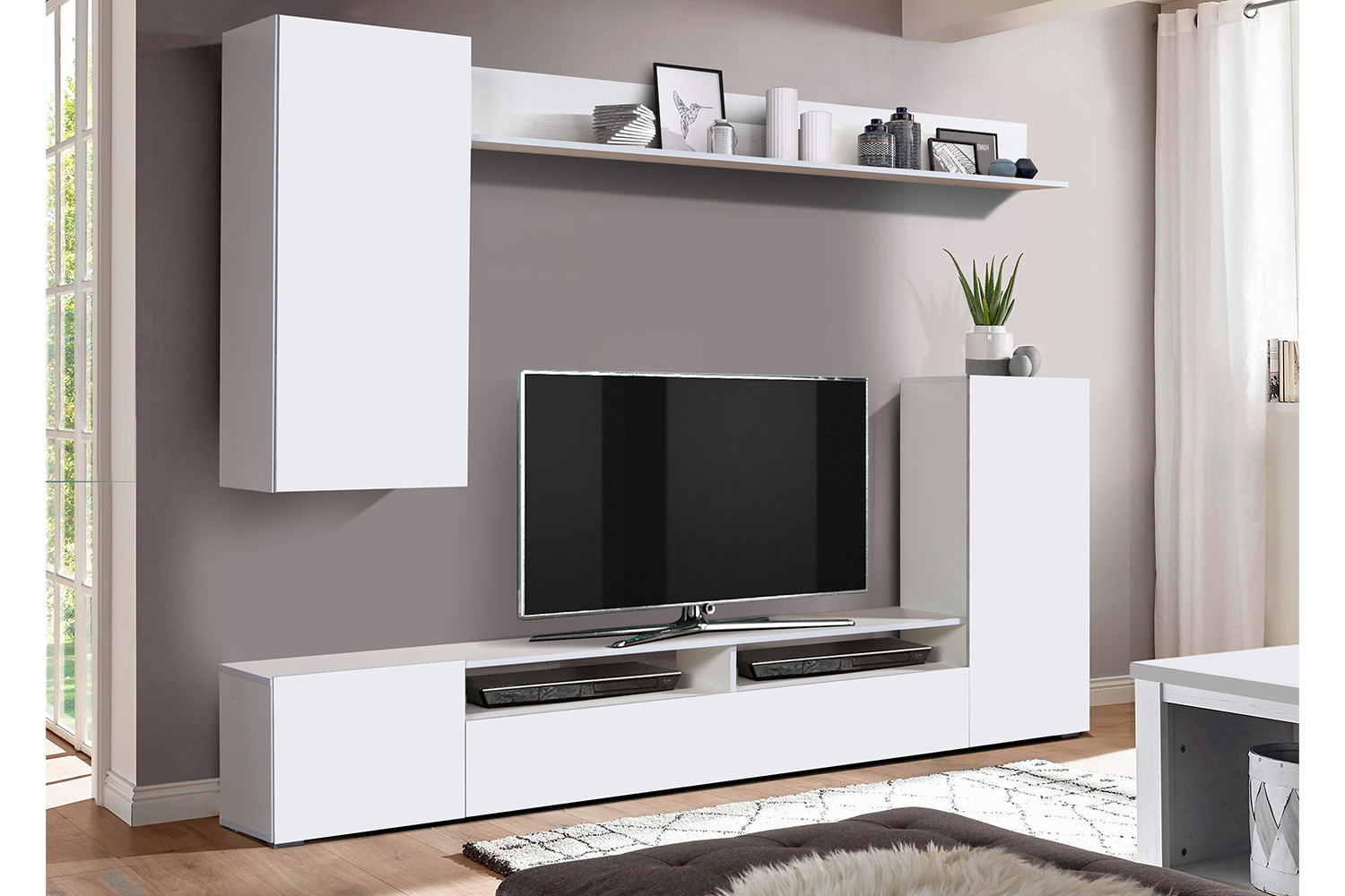 Стенка в гостиную Прага-3, Белый, Белый глянец снег