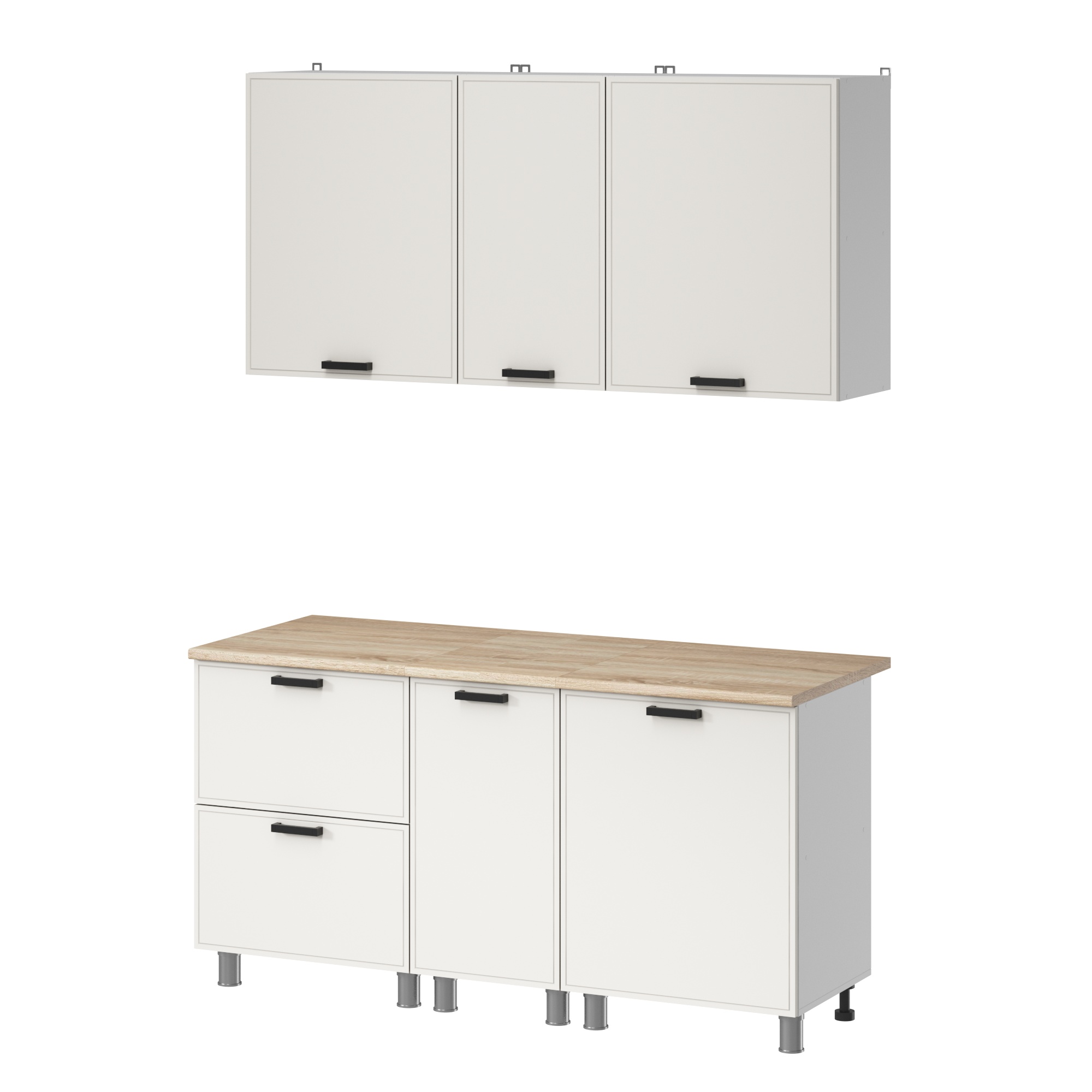 МК Аленушка 1,6м в.4 Магнолия Молочный,скоба черный,сонома