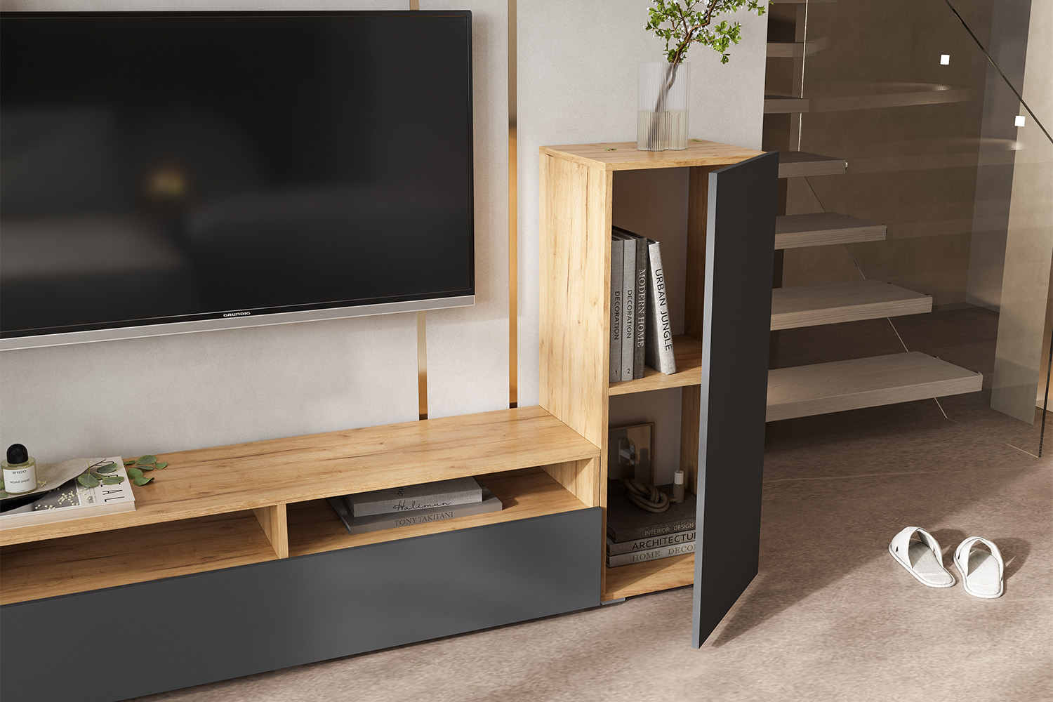 Гостиная Верона, Графит, Дуб крафт Гостиная Верона, Графит, Дуб крафт